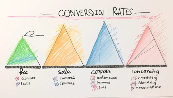 Chart illustrating conversion rates in e-commerce, sales, and marketing