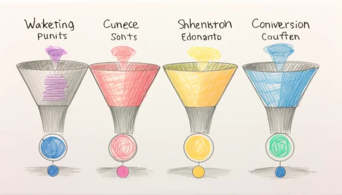 Marketing funnel stages showcasing different conversion points