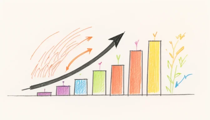 Upward arrow indicating growing conversion rates in e-commerce