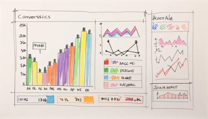 KPI metrics related to conversion rate displayed on a digital dashboard