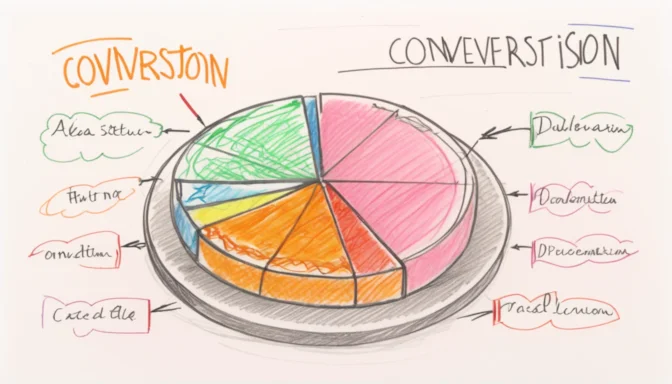 Pie chart showing the concept of conversion rate calculation