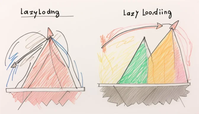 Diagram of illustration comparing dynamic and lazy loading