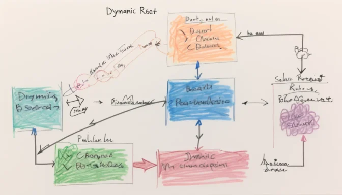 Flow chart explaining dynamic rendering in React