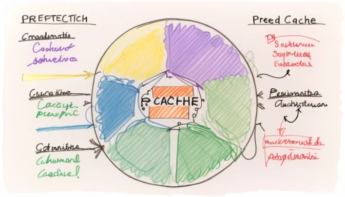 Diagram distinguishing between prefetch and cache