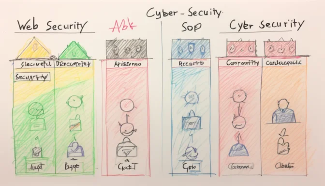 Comparison chart between web security and cyber security