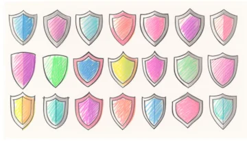 Shield icons signifying web security and cyber security