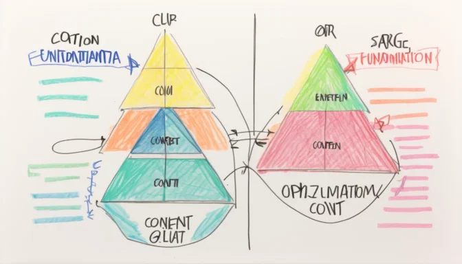 Diagram depicting the four fundamental stages of content optimization