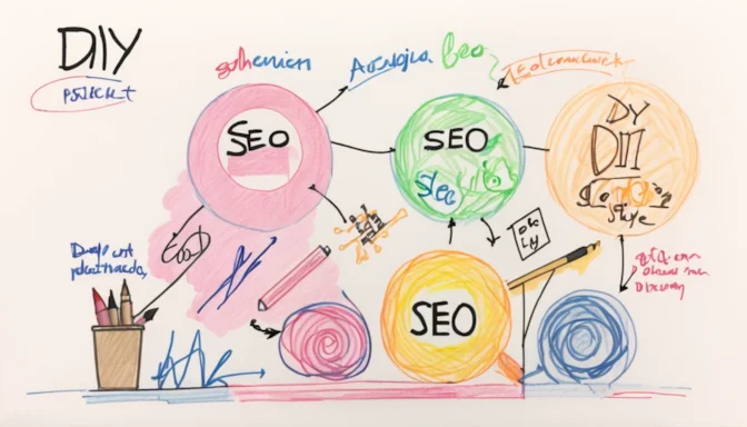 Graphic illustrating the steps involved in DIY SEO