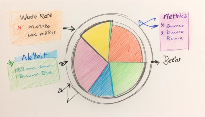 Pie chart showing key website metrics like bounce rate