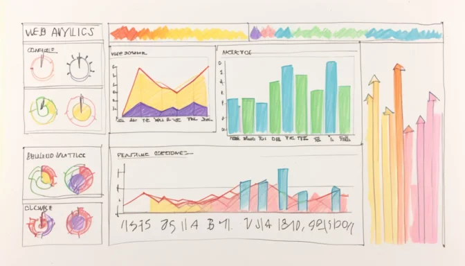 Web analytics dashboard displaying user tracking metrics