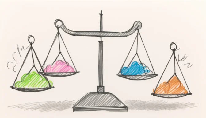 Scales balancing quality and price in pricing strategy