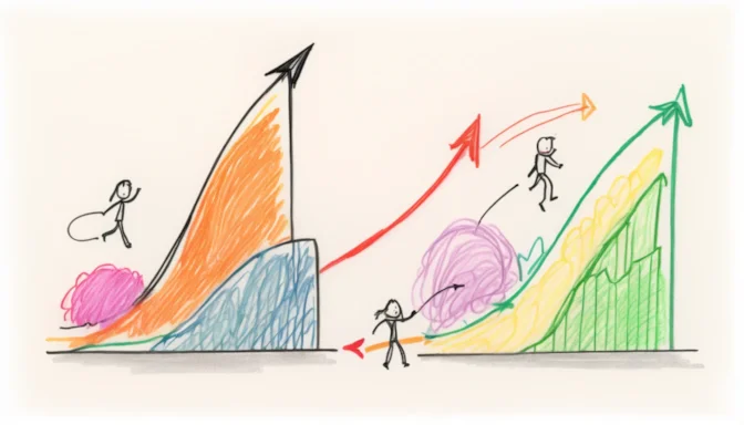 Bounce rate statistics juxtaposed with a speeding arrow