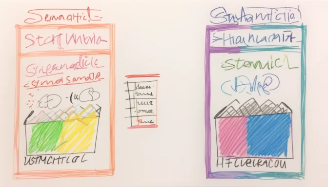 Comparison between semantic HTML and standard HTML code