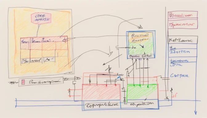 Computer screen displaying code alongside a semantic structure diagram