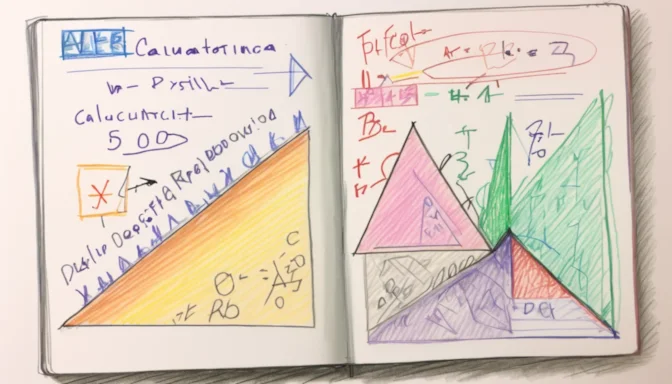 Mathematical formula displayed on a notebook for calculating keyword density in a 500-word article