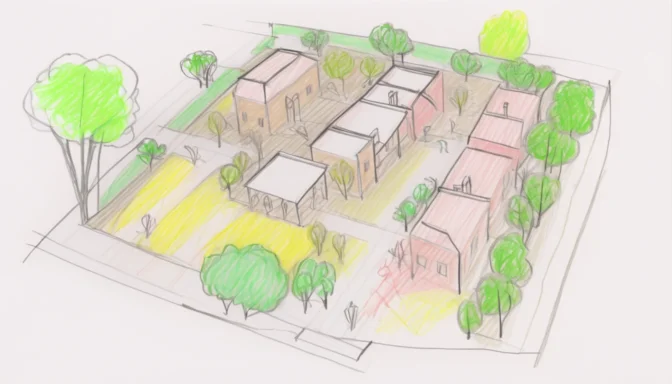 Architectural site plan with highlighted features