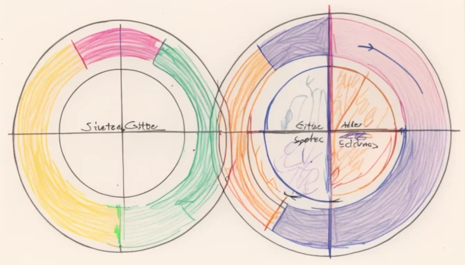 Two circles intersecting to show the difference between website architecture and sitemap