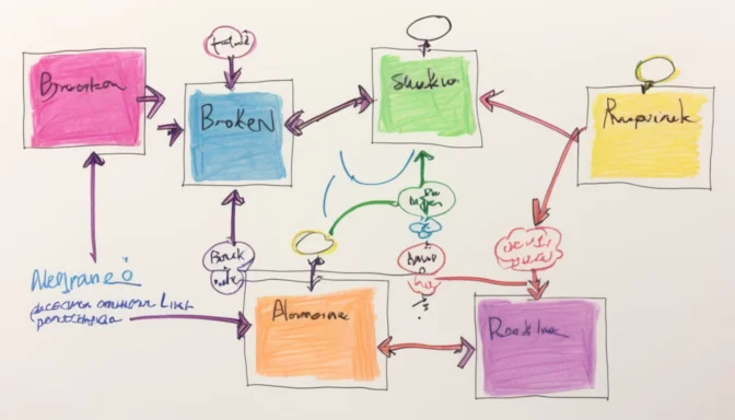 Flowchart showing how broken links happen