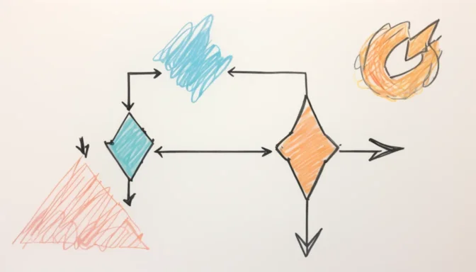 Two distinct types of arrows, one representing a redirect chain and the other a loop