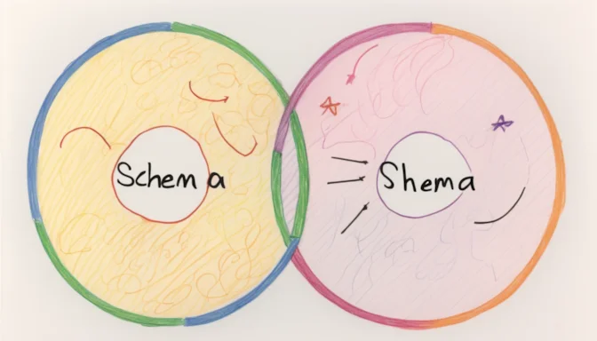 A Venn diagram illustrating the difference between rich snippets and schema markup