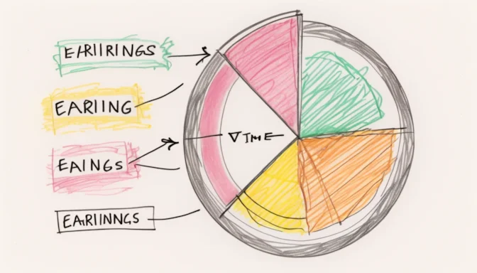 Pie chart showing potential earnings vs time