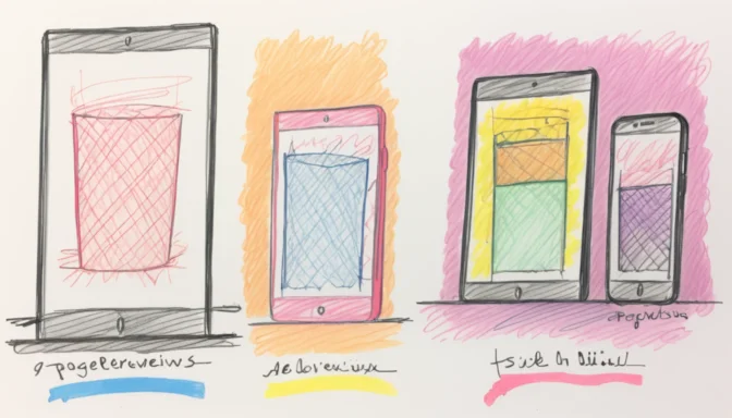 Comparison between pageviews and screenviews on mobile and desktop screens