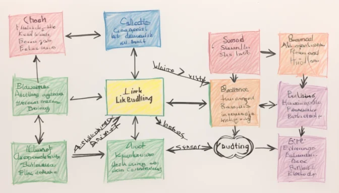 Flowchart depicting different link building strategies