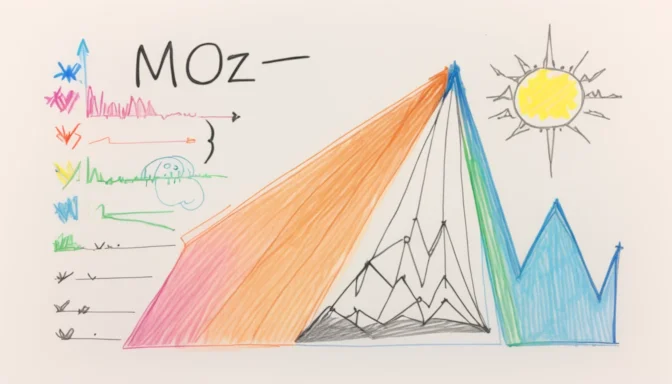 Moz logo and a chart illustrating Domain Authority scores