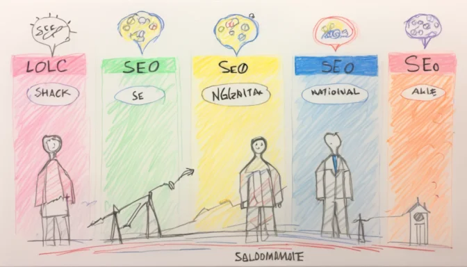 Comparison chart between Local SEO and National SEO