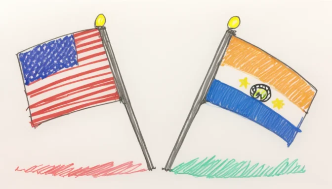 Side-by-side flags indicating National vs International SEO