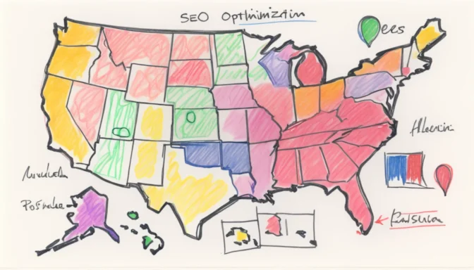 USA map with SEO markers indicating optimization