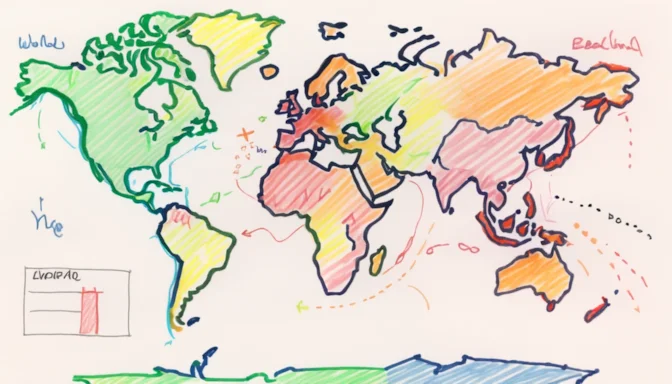 World map with SEO markers indicating international reach