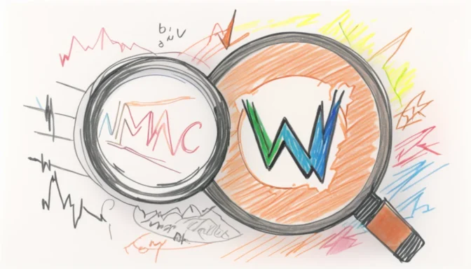 Magnifying glass focused on a W3C logo, indicating the importance of W3C in SEO analysis