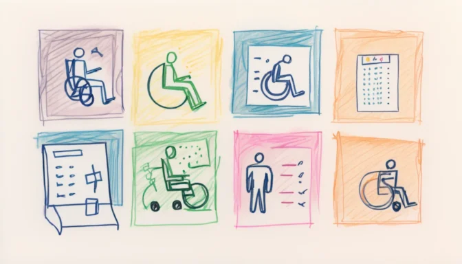 Checklist icon incorporating accessibility symbols like wheelchair and braille