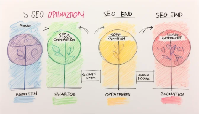 Chart contrasting the goals and methods of front-end optimization versus SEO