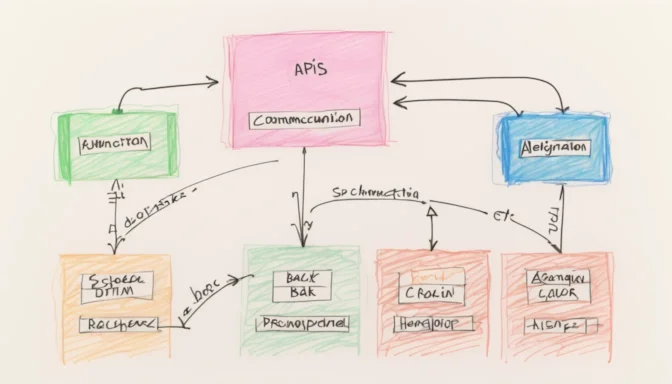 Diagram detailing how APIs enable communication between the front-end and back-end layers