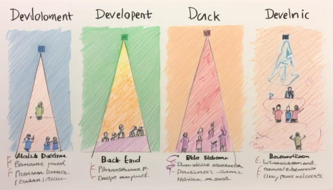 Chart comparing the roles and performance metrics of front-end and back-end development