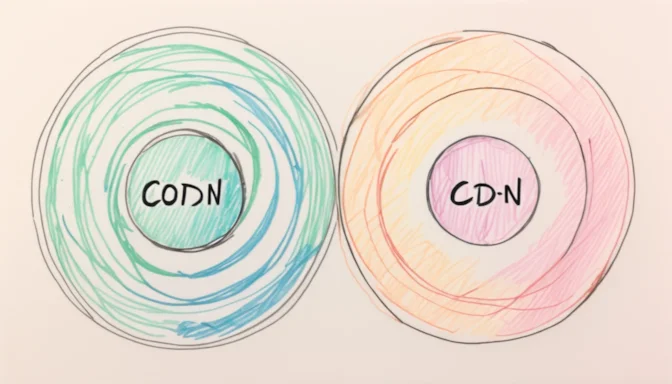 Two overlapping circles labeled CDN and Caching