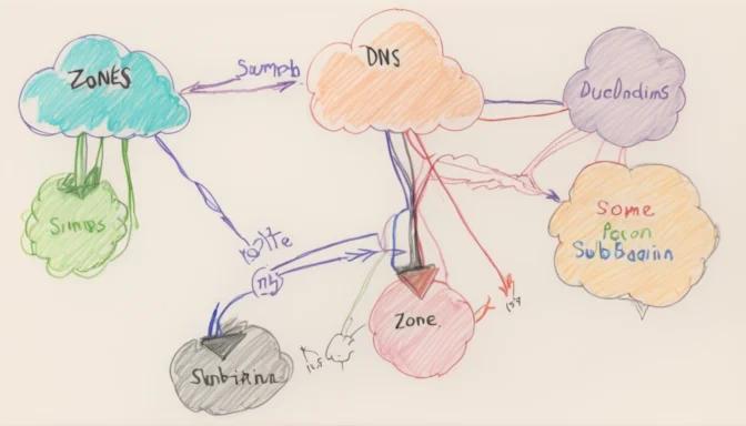 Text file showing DNS zone configuration for subdomains