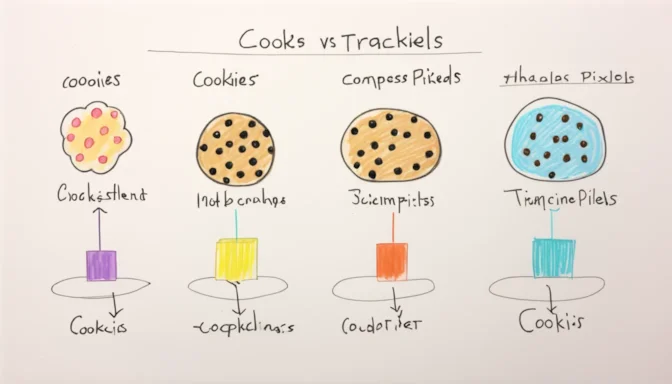 Cookies vs tracking pixels comparison chart