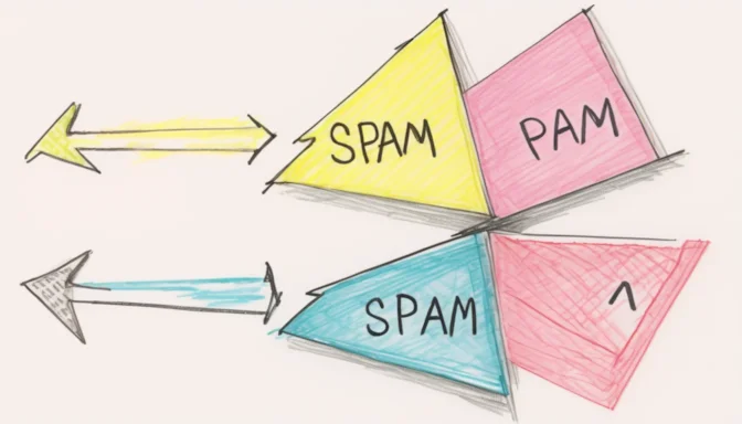 Arrows pointing to factors that increase spam score