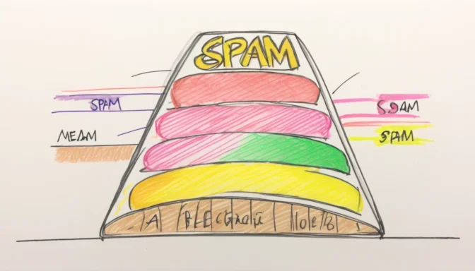 Spam score meter indicating low, medium, and high levels