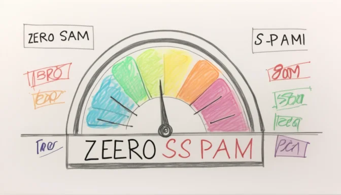 Zero spam score highlighted on a meter