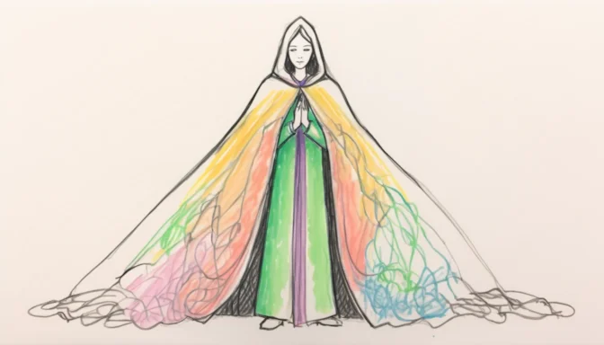 A spiritual cloak symbolizing protection and inner transformation