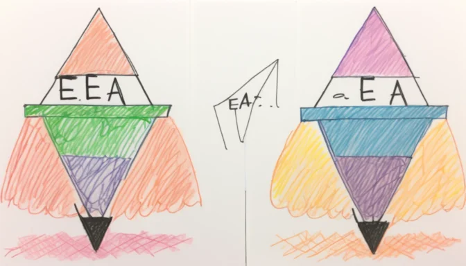 Side-by-side comparison of E-A-T and E-E-A-T