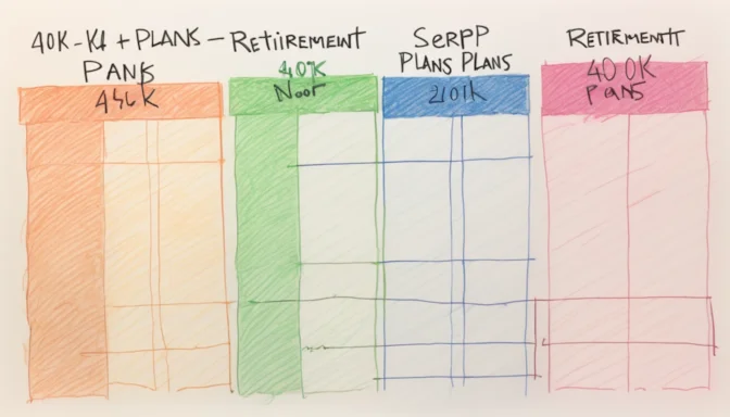 Comparison chart of SERP and 401k retirement plans