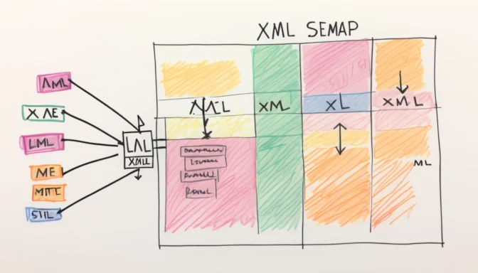 Icon of an oversized XML sitemap being split into smaller parts