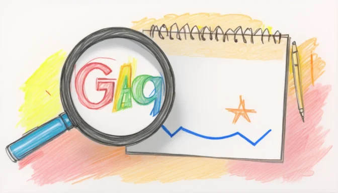 Google logo next to a magnifying glass inspecting an image