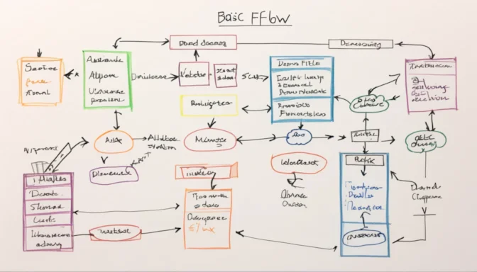 Diagram showcasing a basic user flow in UX design