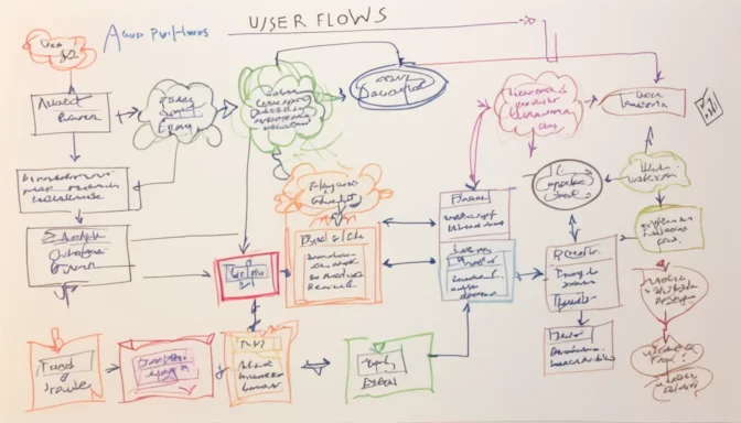 Flowchart representing user flows in product design